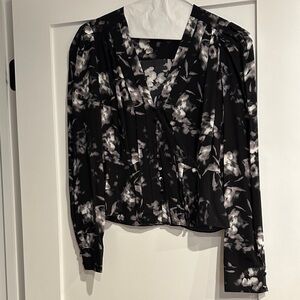 The Kooples Black and White Floral Blouse